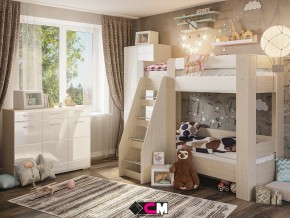 Детская Симба с двухъярусной кроватью белый глянец в Чернушке - chernushka.magazinmebel.ru | фото - изображение 1