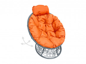 Кресло Папасан мини пружинка с ротангом оранжевая подушка в Чернушке - chernushka.magazinmebel.ru | фото