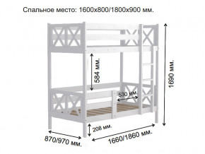 Кровать 2-х ярусная Аист-2 Прованс белый 1800х900 мм в Чернушке - chernushka.magazinmebel.ru | фото - изображение 2