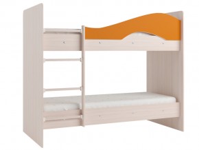 Кровать 2-х ярусная Мая на латофлексах млечный дуб, оранжевая в Чернушке - chernushka.magazinmebel.ru | фото