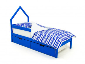 Кровать-домик мини Svogen с ящиками и бортиком синий в Чернушке - chernushka.magazinmebel.ru | фото - изображение 1