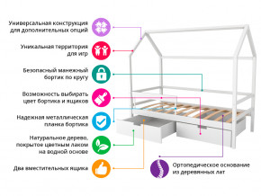 Кровать-домик Svogen с ящиками и бортиком бежевый в Чернушке - chernushka.magazinmebel.ru | фото - изображение 2