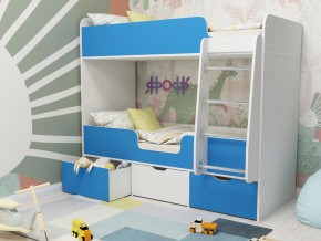 Кровать двухъярусная Малыш двойняшка белый-голубой в Чернушке - chernushka.magazinmebel.ru | фото