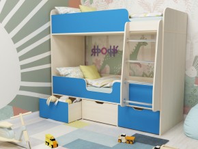Кровать двухъярусная Малыш двойняшка дуб молочный-голубой в Чернушке - chernushka.magazinmebel.ru | фото - изображение 1