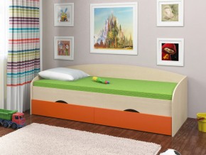 Кровать Соня 2 дуб молочный-оранжевый в Чернушке - chernushka.magazinmebel.ru | фото