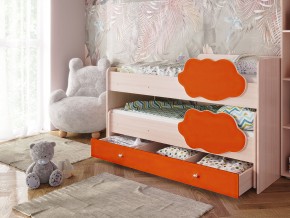 Кровать Соник с ящиком млечный дуб-оранж в Чернушке - chernushka.magazinmebel.ru | фото