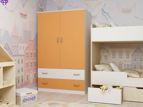 Шкаф двухстворчатый белый-оранж в Чернушке - chernushka.magazinmebel.ru | фото